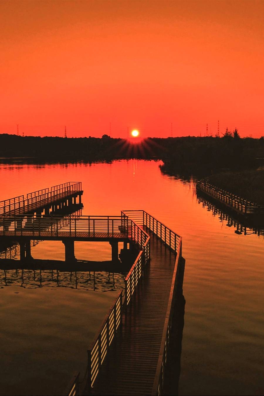 松雅湖日出 霞光映紅天